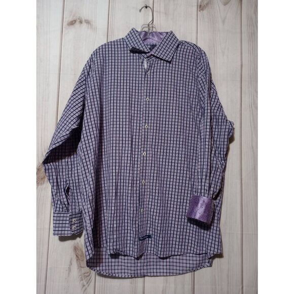 English Laundry Shirt Men's 17.5 Purple Button‎ Front Long Sleeve - Picture 1 of 9